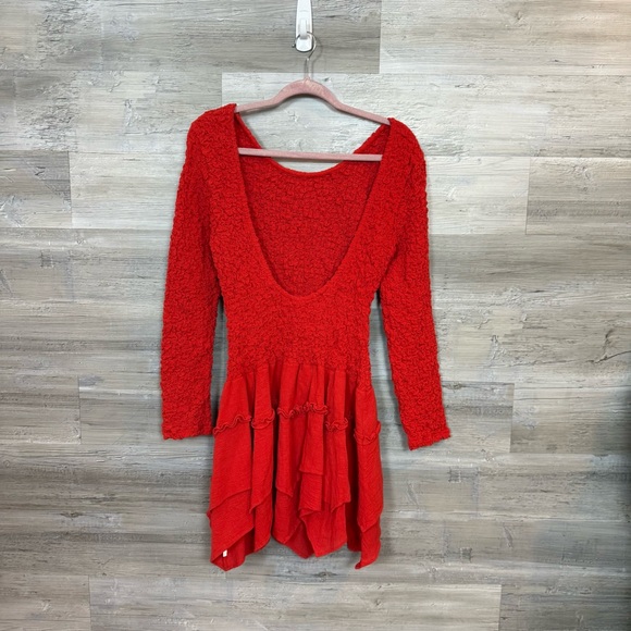 Free People What a Time Drop Waist Mini Dress in Wine - Size Small - Picture 7 of 9